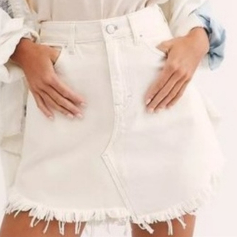 NWT Size 24 Free People Bailey Denim Mini Skirt Coconut